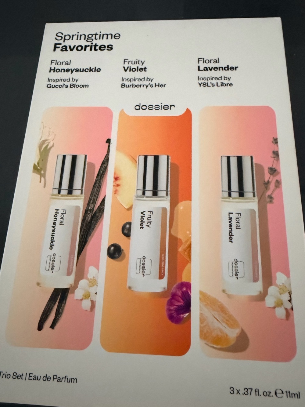 Dossier Springtime Trio Set: Floral Honeysuckle, Fruity Lavender, Fruity Violet